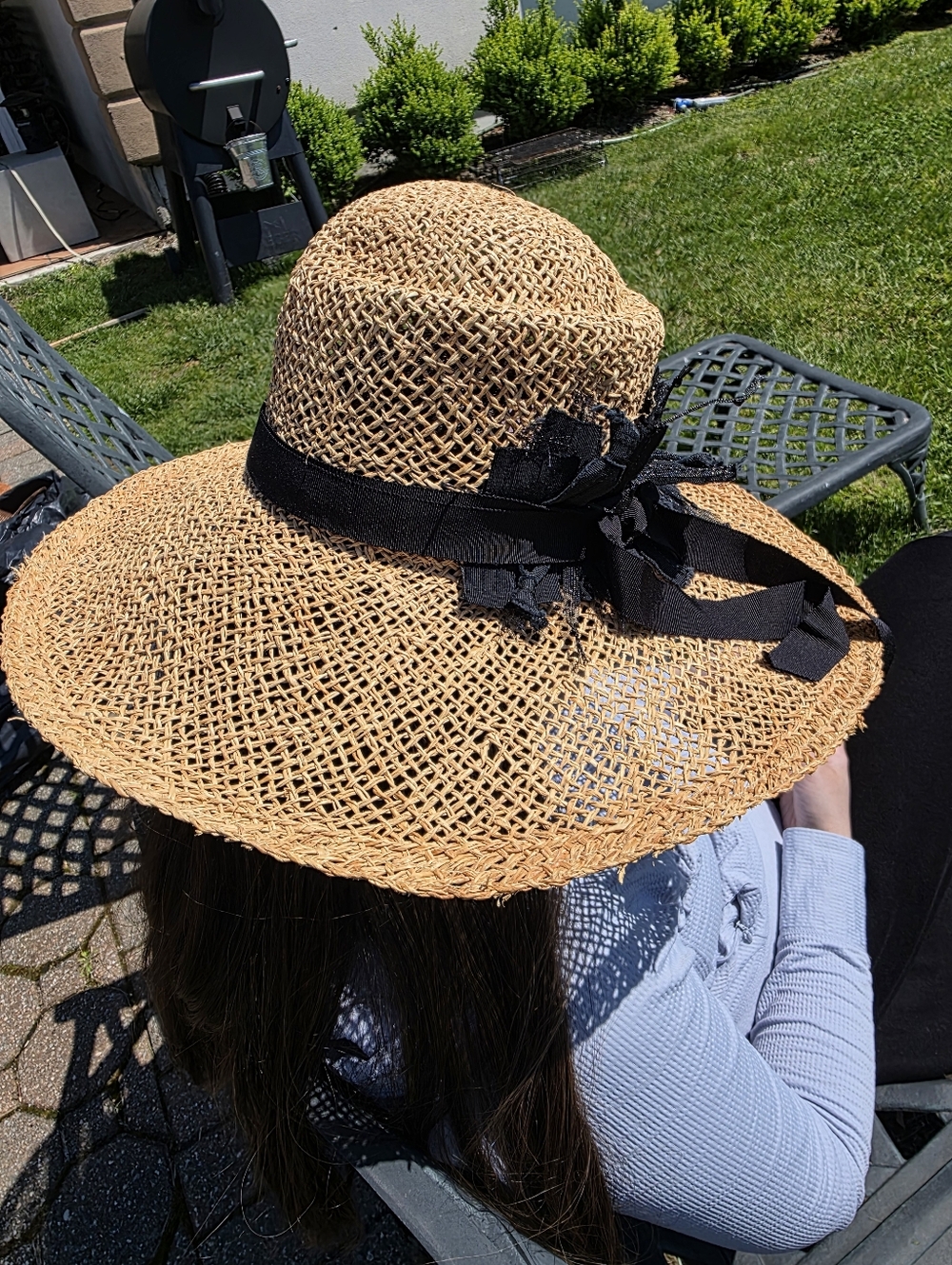 Lola Hats Wide Brim Straw Sun Hat with Black Ribbon